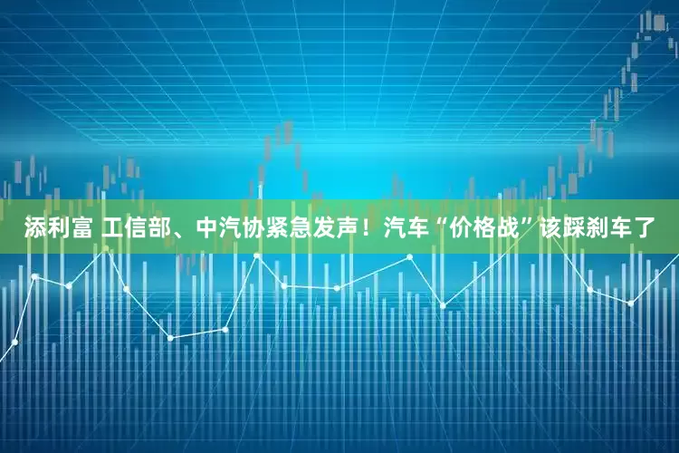 添利富 工信部、中汽协紧急发声！汽车“价格战”该踩刹车了